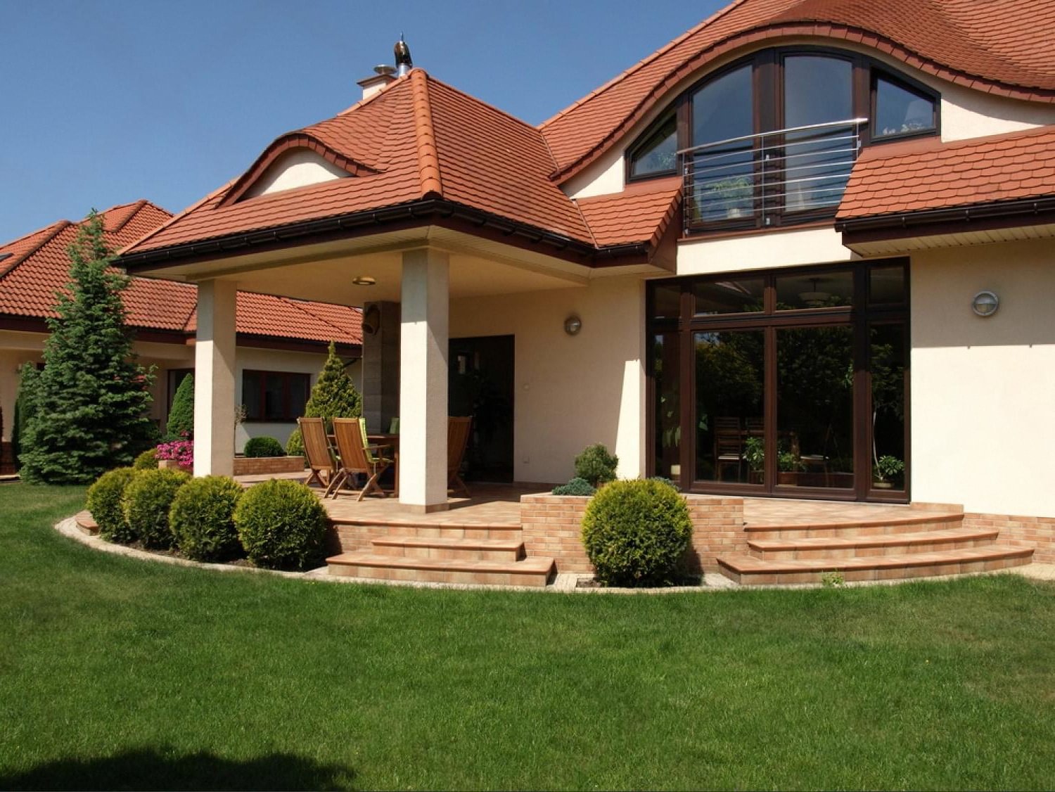 UAE villa exterior with a secure main entrance and covered porch